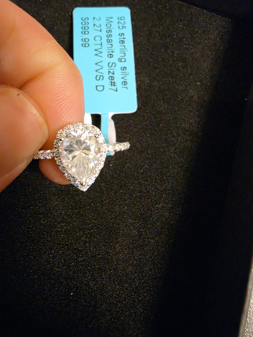 Sterling Silver Pear Halo Ring in White - Unbranded